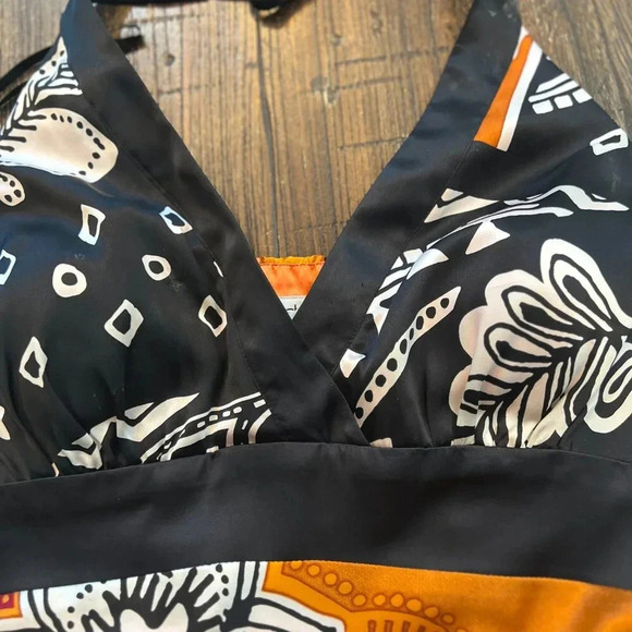 Cache Black and Orange Patterned Midi Dress - Picture 7 of 11